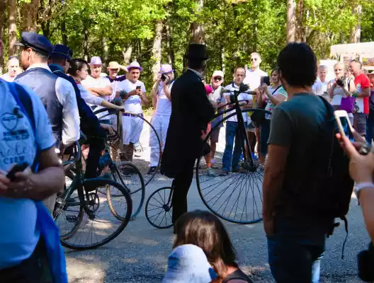 défilé de vélos anciens durant la fete de la lavande de sault