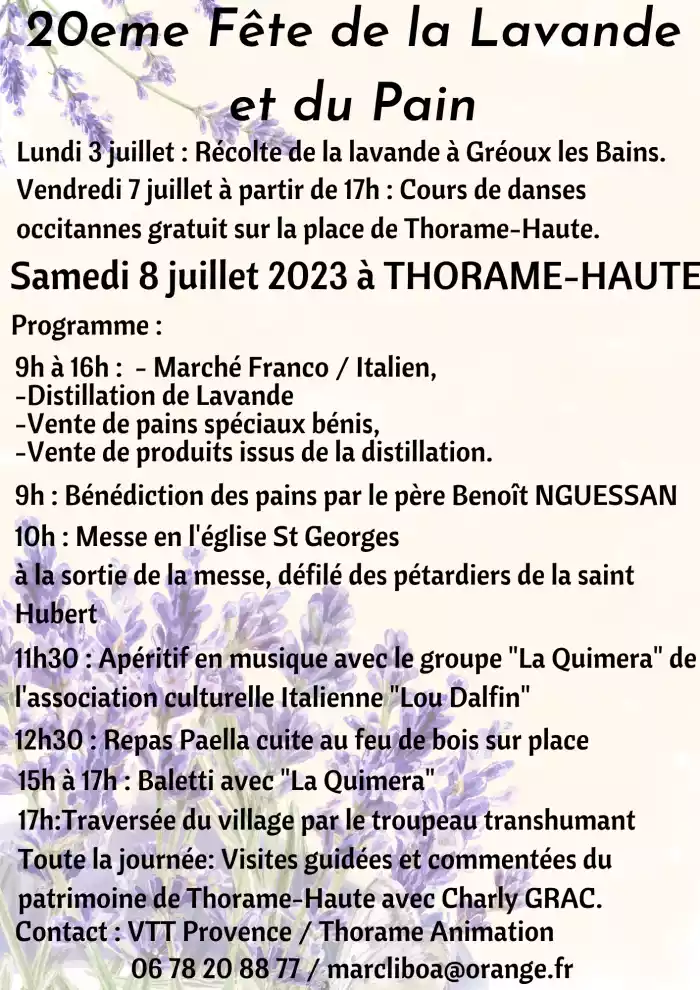 "fete de la lavande et du pain 2023 Thorame-haute (Haut Verdon)"