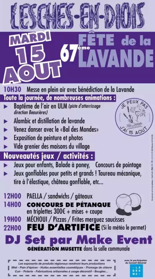 Fête de la Lavande à Lesches-en-Diois le mardi 15 août 2023