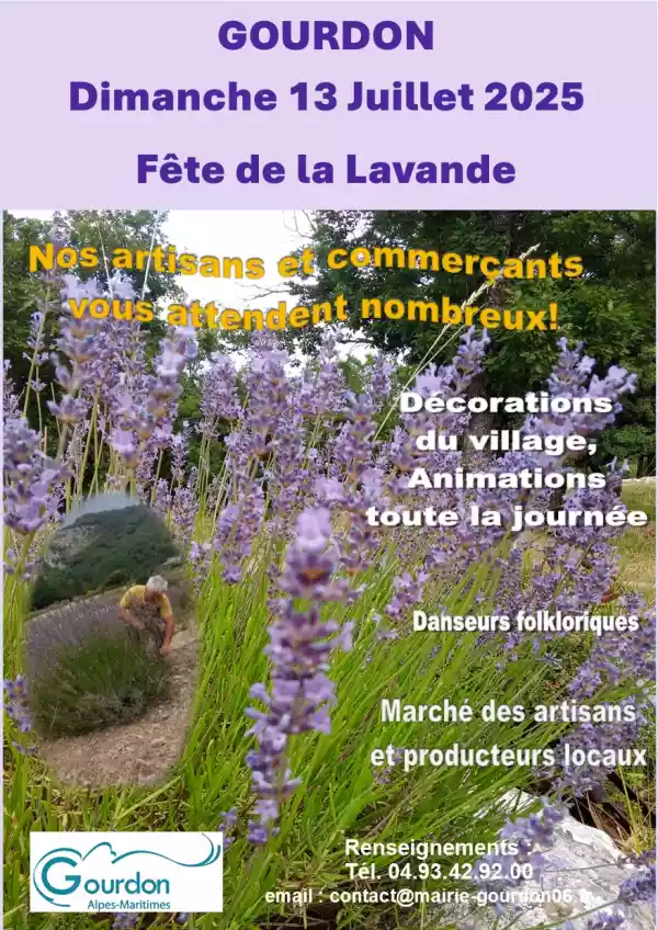 "Affiche de la Fête de la lavande 2025 à Gourdon (Alpes Maritimes)" "Affiche de la Fête de la lavande 2025 à Gourdon (Alpes Maritimes)"